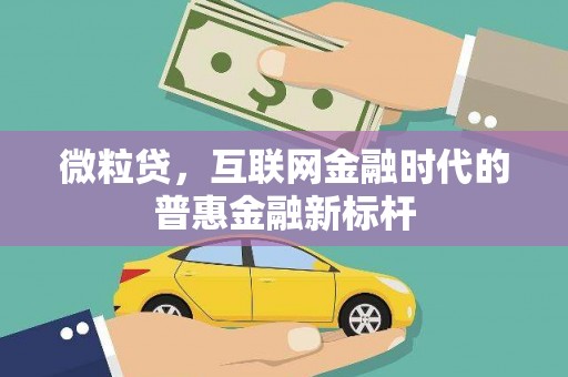 乌苏微粒贷，互联网金融时代的普惠金融新标杆