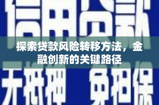 乌苏探索贷款风险转移方法，金融创新的关键路径