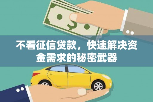 乌苏不看征信贷款，快速解决资金需求的秘密武器