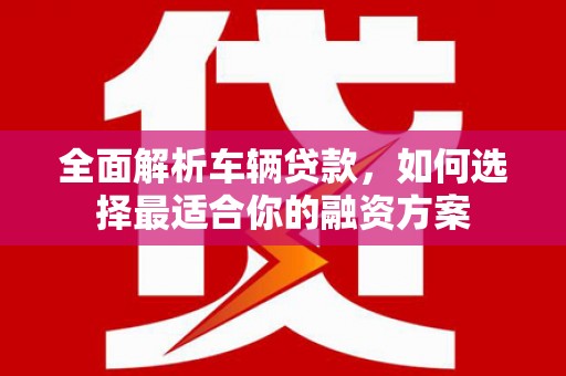 乌苏全面解析车辆贷款，如何选择最适合你的融资方案